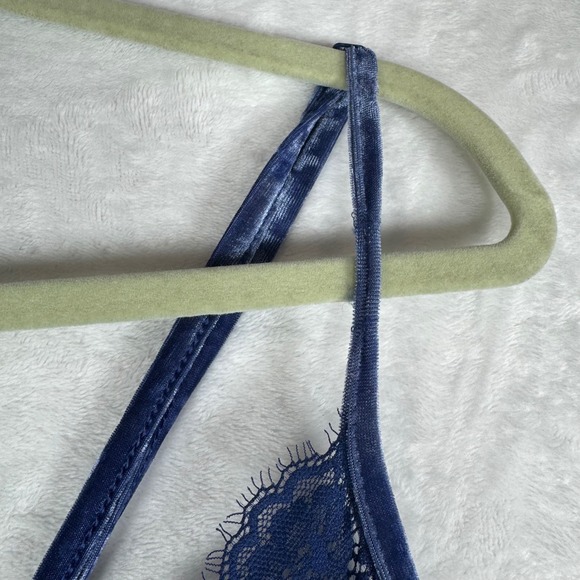 Cacique Sleep Blue Velvet Lace Trim Cami Pajama Tank Top Plus Size 26 28 - Picture 6 of 8